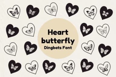 Heart Butterfly by Nun Sukhwan — Dingbats Font — thumbnail 1
