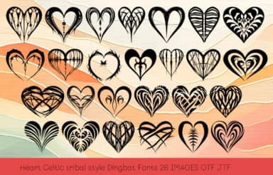 Heart Celtic Tribal by MOMAT THIRTYONE — Dingbats Font — thumbnail 1