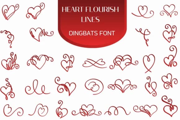 Heart Flourish Lines by Heartcraft Atelier — Dingbats Font