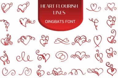Heart Flourish Lines by Heartcraft Atelier — Dingbats Font — thumbnail 1
