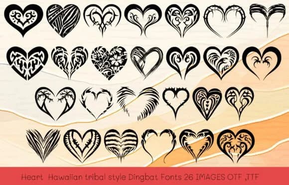 Heart Hawaiian Tribal by MOMAT THIRTYONE — Dingbats Font