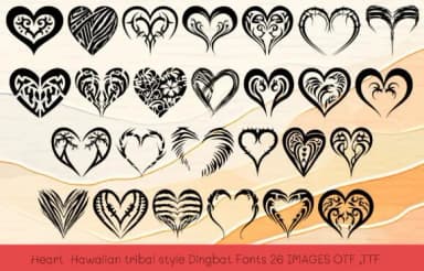 Heart Hawaiian Tribal by MOMAT THIRTYONE — Dingbats Font — thumbnail 1