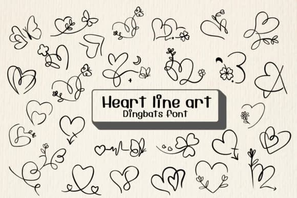 Heart Line Art by Ketsarin — Dingbats Font — preview 1