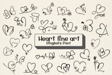 Heart Line Art by Ketsarin — Dingbats Font — thumbnail 1