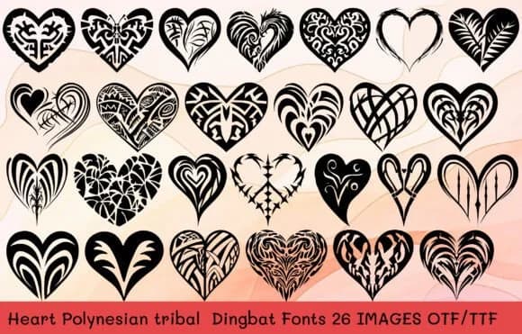 Heart Polynesian Tribal by MOMAT THIRTYONE — Dingbats Font