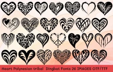 Heart Polynesian Tribal by MOMAT THIRTYONE — Dingbats Font — thumbnail 1