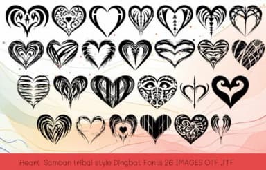 Heart Samoan Tribal by MOMAT THIRTYONE — Dingbats Font — thumbnail 1