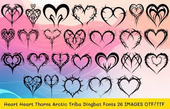 Heart Thorns Arctic Tribal by MOMAT THIRTYONE — Dingbats Font