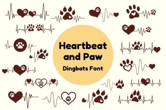 Heartbeat and Paw by Nun Sukhwan — Dingbats Font
