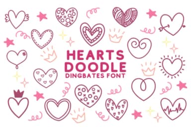 Hearts Doodle by Chonada — Dingbats Font — thumbnail 1