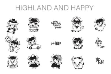 Highland and Happy Dingbats by Illustration Ink — Dingbats Font — thumbnail 1