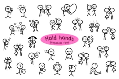Hold Hands by Chonada — Dingbats Font — thumbnail 1