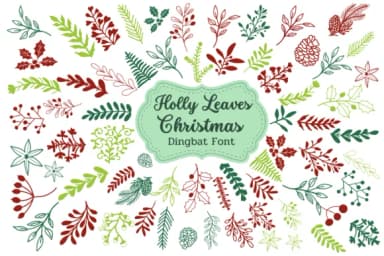 Holly Leaves Christmas by Pui Art — Dingbats Font — thumbnail 1