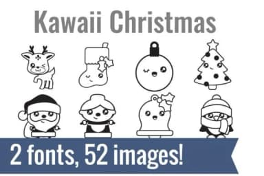 Kawaii Christmas Dingbats by Illustration Ink — Dingbats Font — thumbnail 1