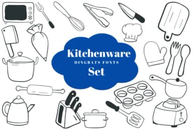 Kitchenware Set by Suphitchaya — Dingbats Font — thumbnail 1