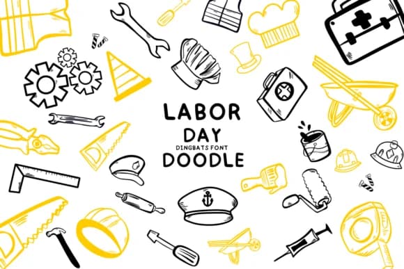 Labor Day Doodle by Bee piyanuch — Dingbats Font