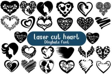Laser Cut Heart by Nongyao — Dingbats Font — thumbnail 1