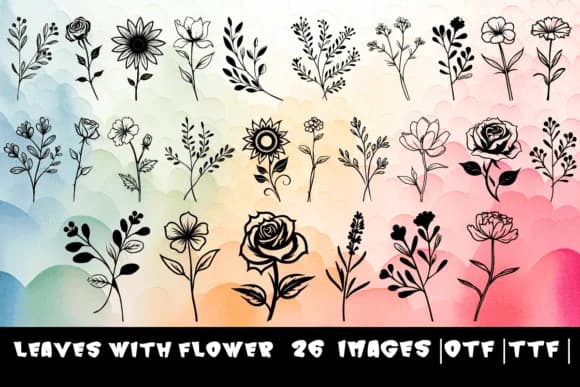 Leaves with Flower by MOMAT THIRTYONE — Dingbats Font