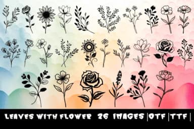 Leaves with Flower by MOMAT THIRTYONE — Dingbats Font — thumbnail 1