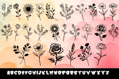 Leaves with Flower by MOMAT THIRTYONE — Dingbats Font — thumbnail 2