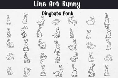 Line Art Bunny by Sontaya — Dingbats Font — thumbnail 1