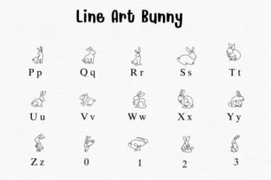 Line Art Bunny by Sontaya — Dingbats Font — thumbnail 3