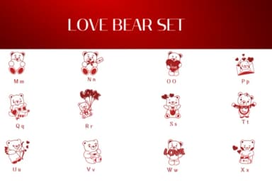 Love Bear Set by Heartcraft Atelier — Dingbats Font — thumbnail 3
