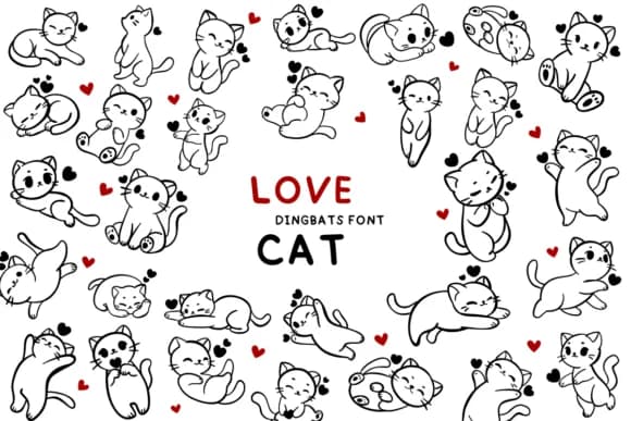 Love Cat by Bee piyanuch — Dingbats Font
