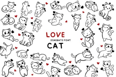 Love Cat by Bee piyanuch — Dingbats Font — thumbnail 1