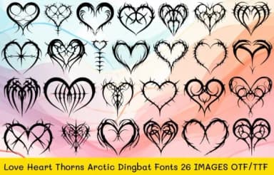 Love Heart Thorns Arctic by MOMAT THIRTYONE — Dingbats Font — thumbnail 1