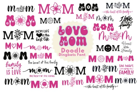 Love Mom Doodle by Pui Art — Dingbats Font