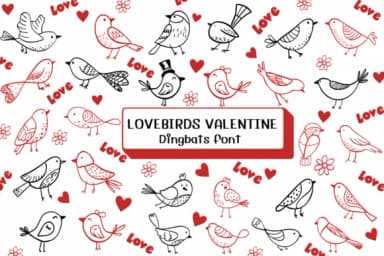 Lovebirds Valentine by Ketsarin — Dingbats Font — thumbnail 1