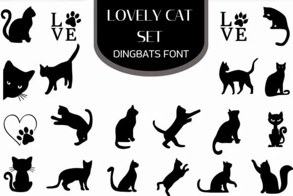 Lovely Cat Set by Heartcraft Atelier — Dingbats Font
