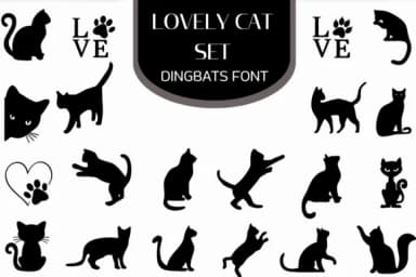 Lovely Cat Set by Heartcraft Atelier — Dingbats Font — thumbnail 1