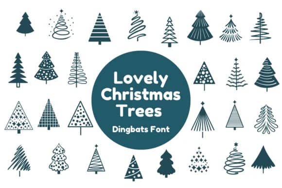 Lovely Christmas Trees by Nun Sukhwan — Dingbats Font