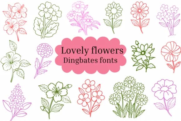 Lovely Flowers by Natchuta — Dingbats Font — preview 1