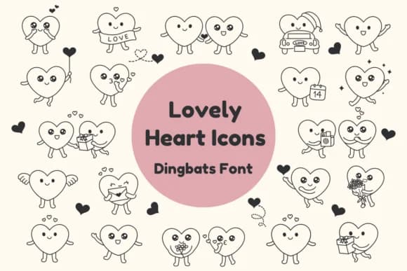 Lovely Heart Icons by Nun Sukhwan — Dingbats Font