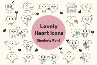Lovely Heart Icons by Nun Sukhwan — Dingbats Font — thumbnail 1