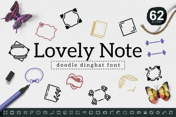 Lovely Note by YandiDesigns — Dingbats Font