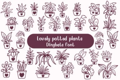 Lovely Potted Plants by Nongyao — Dingbats Font — thumbnail 1