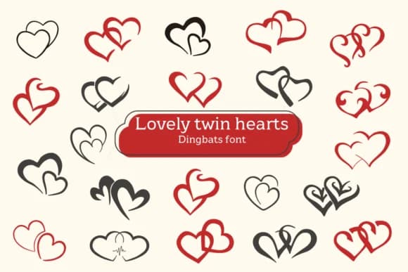 Lovely Twin Hearts by Apiwat Type — Dingbats Font
