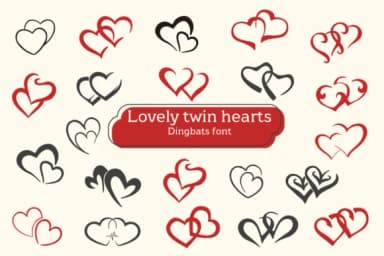 Lovely Twin Hearts by Apiwat Type — Dingbats Font — thumbnail 1