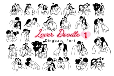 Lover Doodle 1 by Pui Art — Dingbats Font — thumbnail 1