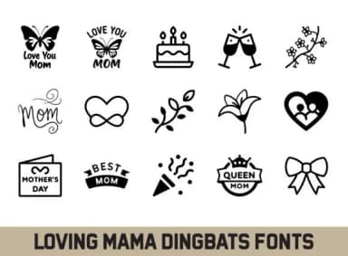 Loving Mama by LUXURY T-SHIRT STORE — Dingbats Font — thumbnail 2