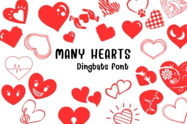 Many Hearts by Nongyao — Dingbats Font — thumbnail 1
