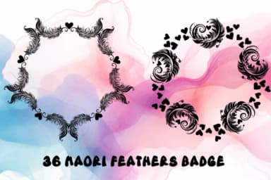 Maori Feathers Badge by MOMAT THIRTYONE — Dingbats Font — thumbnail 1