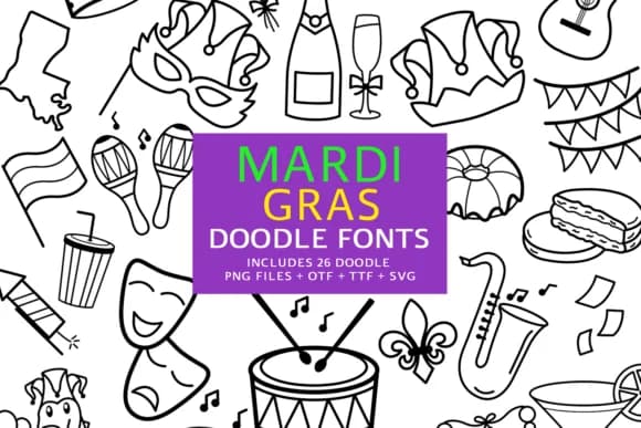 Mardi Gras Doodle by digitalplannerland — Dingbats Font