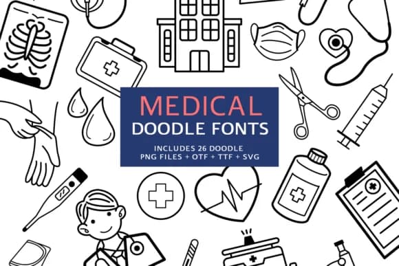 Medical Doodle by digitalplannerland — Dingbats Font