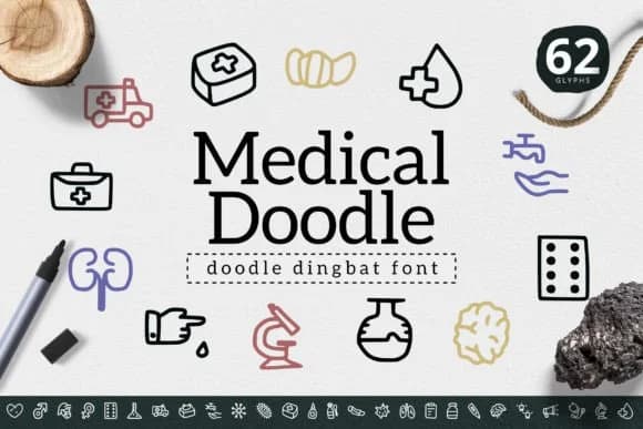 Medical Doodle by YandiDesigns — Dingbats Font