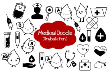Medical Doodle by Nun Sukhwan — Dingbats Font — thumbnail 1